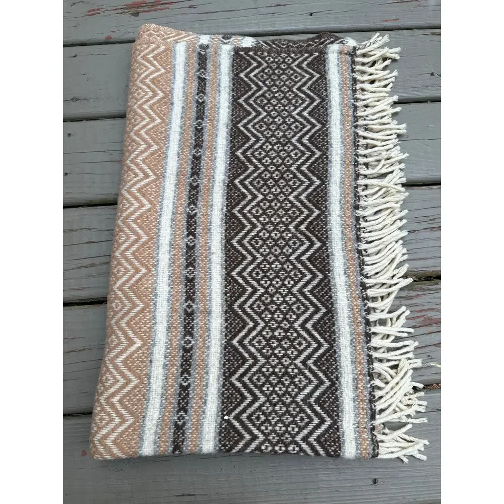 Vintage Faribo Stadium Wool Throw Lap Blanket Aztec Mesa Faribault Woolen Mill